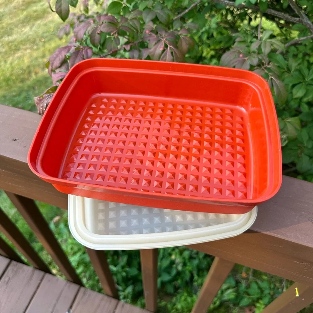 Tupperware Red Base White Translucent Lid Food Storage Container